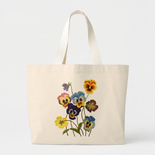 Geborduurde Parade van Pansies Grote Tote Bag (Voorkant)