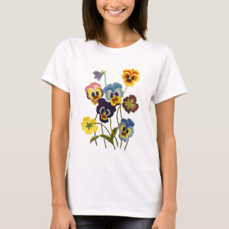 Geborduurde Parade van Pansies T-shirt