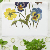 Geborduurde Parade van Pansies Theedoek (Gevouwen)