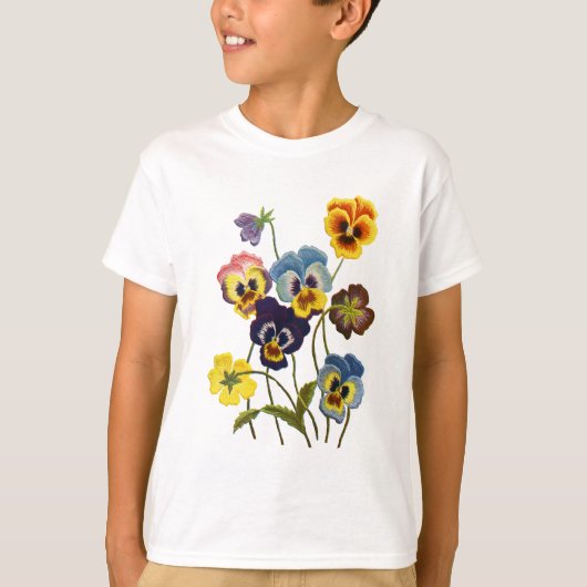 Geborduurde Parade van Viooltjes T-shirt (Voorkant)
