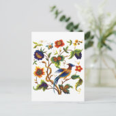 Geborduurde paradijsvogel Jacobean Briefkaart (Staand voorkant)