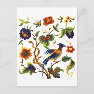 Geborduurde paradijsvogel Jacobean Briefkaart