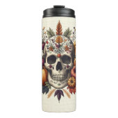 Geborduurde pastel gotische suiker schedel bloemen thermosbeker (Voorkant)