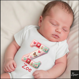 Geborduurde Patchwork Initiaal Letter Z Babykamer Romper