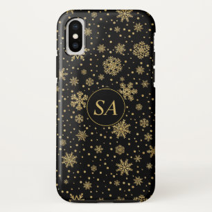 Geborduurde Prettig Kerstfeest Gouden Sneeuwvlokke Case-Mate iPhone Case
