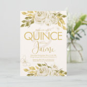Geborduurde Quince Ivoor Roze Bloemen Kaart (Staand voorkant)