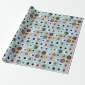 Geborduurde regenboogoogbollen cadeaupapier (Uitgerold)