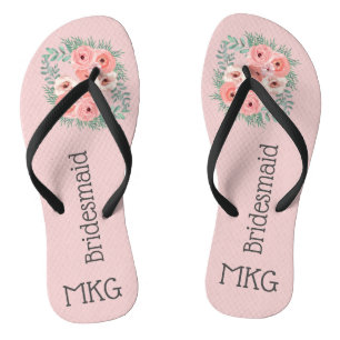 Geborduurde Roze Bloem Bruidsmeisje Teenslippers