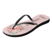 Geborduurde Roze Bloem Bruidsmeisje Teenslippers (Schuin)