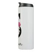 Geborduurde Roze Bloem Initial S Thermosbeker (Geroteerd rechts)