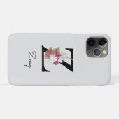 Geborduurde Roze Bloem Initialen Z Case-Mate iPhone Case (Achterkant (horizontaal))
