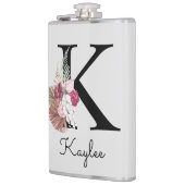 Geborduurde Roze Boho Bloemige Initiaal K Heupfles (Links)