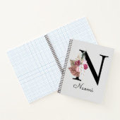 Geborduurde Roze Boho Bloemige Initiaal N Notitieboek (Binnen)