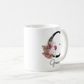 Geborduurde Roze Boho Bloemrijke Initiaal G Koffiemok (Voorkant rechts)