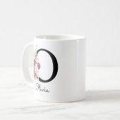Geborduurde Roze Boho Bloemrijke Initiaal O Koffiemok (Voorkant links)