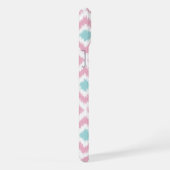 Geborduurde Roze en Mint Diamanten Ikat Patroon iPhone Hoesje (Rechterkant)