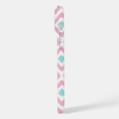 Geborduurde Roze en Mint Diamanten Ikat Patroon iPhone Hoesje (Linkerkant)