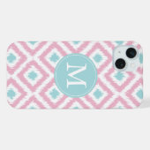 Geborduurde Roze en Mint Diamanten Ikat Patroon iPhone Hoesje (Achterkant horizontaal)