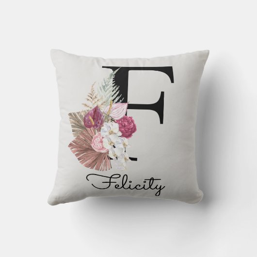 Geborduurde Roze Initiaal F Kussen (Achterkant)
