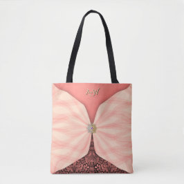 Geborduurde Roze Juwelen Textiel Illusie Tote Bag