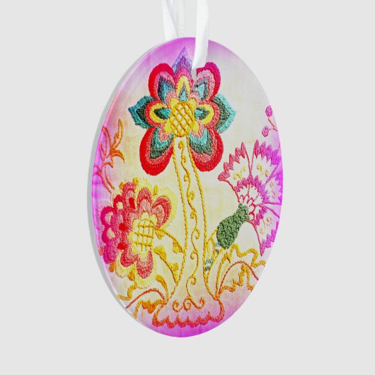 geborduurde roze palmboom ornament (voorkant)