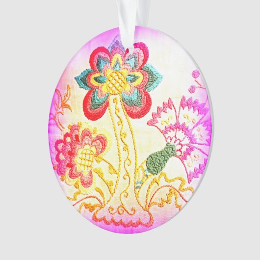 geborduurde roze palmboom ornament (voorkant)