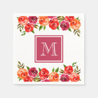 Geborduurde Roze Rode Oranje Bloemen