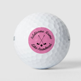 Geborduurde Roze Witte golfbal club Dames   Golf Golfballen
