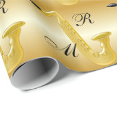 Geborduurde Saxofoon Goud Kleur Cadeaupapier (Rol Hoek)