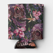 Geborduurde schedel: Gotisch Orchidee Patroon Blikjeskoeler (Voorkant)