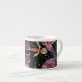 Geborduurde schedel: Gotisch Orchidee Patroon Espresso Kop (Voorkant rechts)