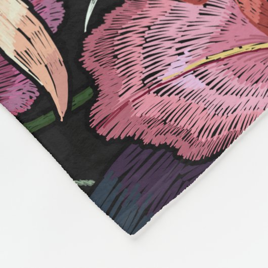 Geborduurde schedel: Gotisch Orchidee Patroon Fleece Deken (Hoek)