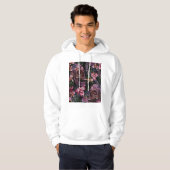 Geborduurde schedel: Gotisch Orchidee Patroon Hoodie (Voorkant volledig)