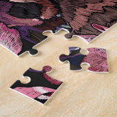 Geborduurde schedel: Gotisch Orchidee Patroon Legpuzzel (Zijkant)
