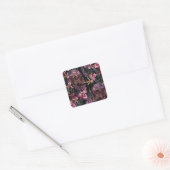 Geborduurde schedel: Gotisch Orchidee Patroon Vierkante Sticker (Envelop)