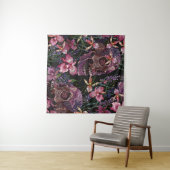 Geborduurde schedel: Gotisch Orchidee Patroon Wandkleed (In Situ (horizontaal))