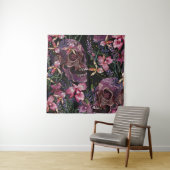 Geborduurde schedel: Gotisch Orchidee Patroon Wandkleed (In situ)