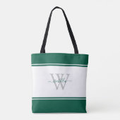 Geborduurde Script Initiaal Smaragdgroen Tote Bag (Achterkant)