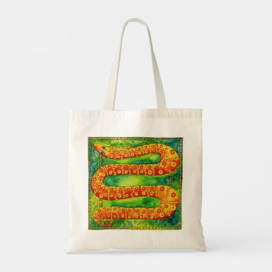 Geborduurde Slang Aquarel Illustratie Tote Bag (Achterkant)