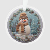 Geborduurde sneeuwman ornament (voorkant)