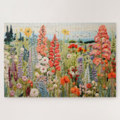 Geborduurde Spring Wildflowers Jigsaw Puzzel (Horizontaal)