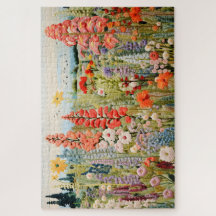 Geborduurde Spring Wildflowers Jigsaw Puzzel
