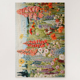 Geborduurde Spring Wildflowers Jigsaw Puzzel