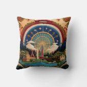 Geborduurde stijl reuzenrad en Schilderachtig land Kussen (Achterkant)