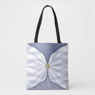 Geborduurde Stof Blauw Jewel Textiel Illusie Tot T Tote Bag