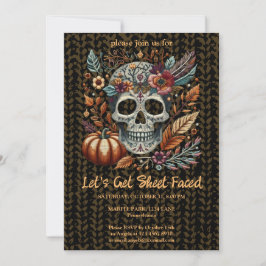 Geborduurde Sugar Skull Herfst Flowers Pastel Goth Kaart
