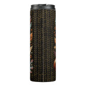 Geborduurde Sugar Skull Herfst Flowers Pastel Goth Thermosbeker (Achterkant)