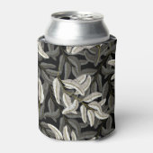 Geborduurde takken: zwart-wit print. blikjeskoeler (Blikje Voorkant)