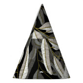 Geborduurde takken: zwart-wit print. feesthoedjes (Links)