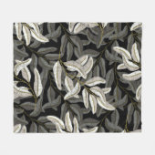 Geborduurde takken: zwart-wit print. fleece deken (Voorkant (Horizontaal))